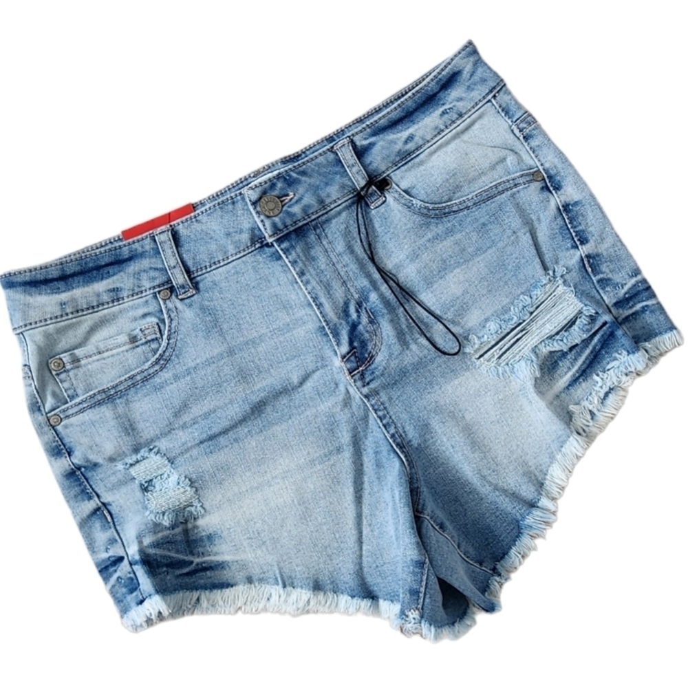 Celebrity Pink High Rise Cutoff Denim Shorts Distressed Stretch Frayed Hem 11.